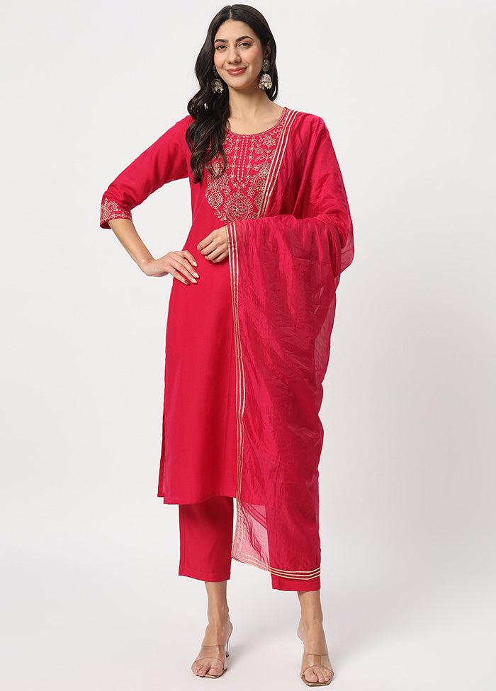 3 Pc Pink Readymade Cotton Dupatta Suit Set Cheap Sale Low Pice Fee Shipping