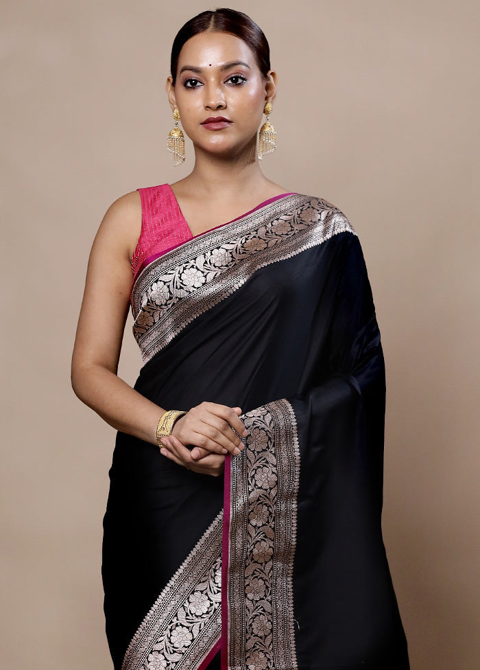 Black Katan Silk Saree With Blouse Piece Cheap Sale Pay With Paypal