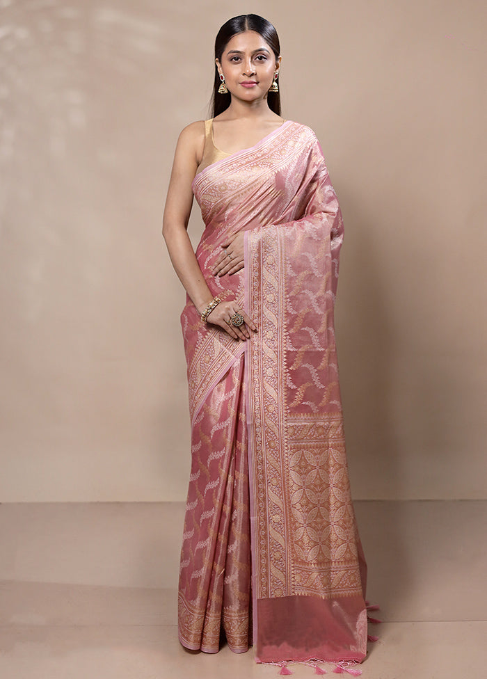 Pink Tissue Silk Saree With Blouse Piece Huge Surprise Cheap Pice