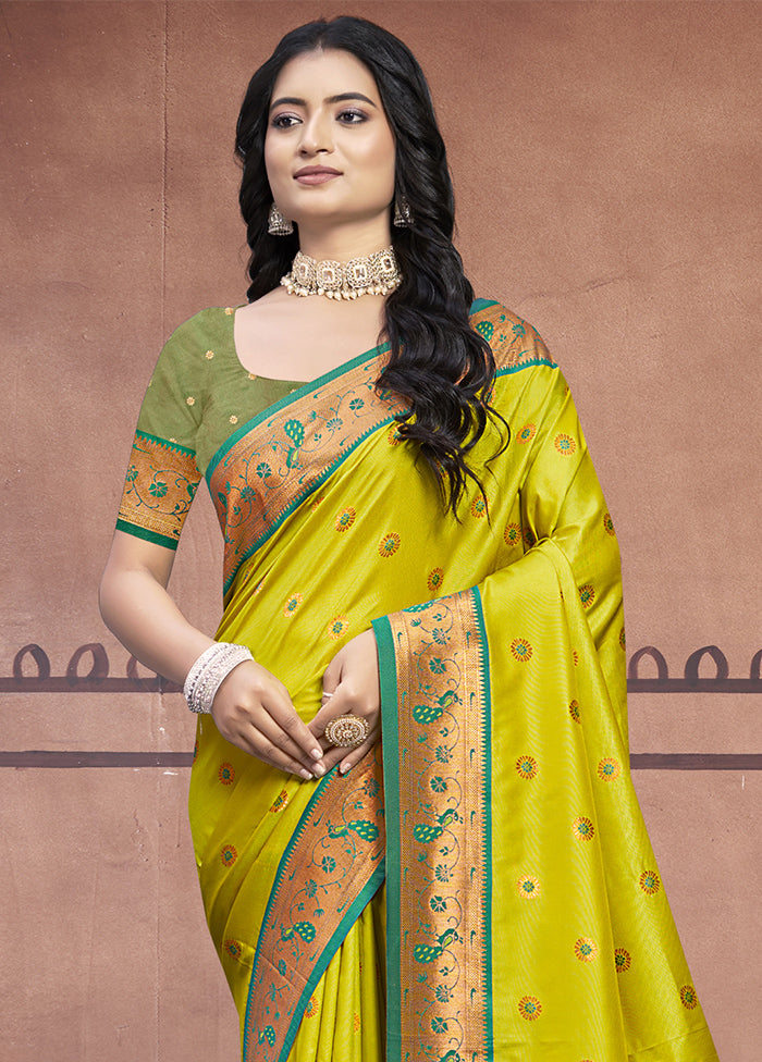 Parrot Green Dupion Silk Saree With Blouse Piece Visit Cheap Pice