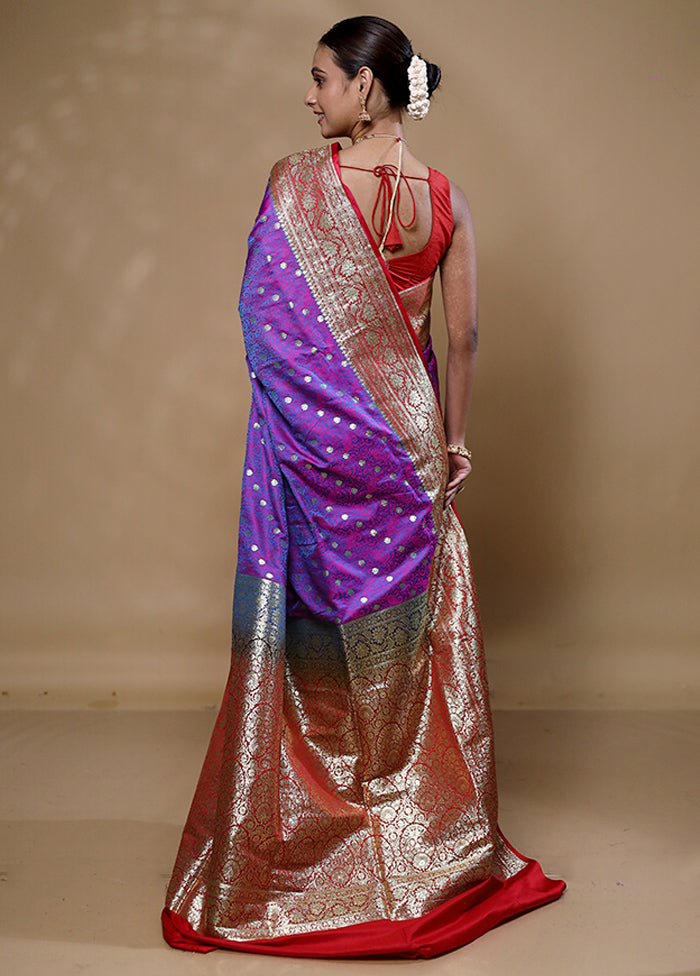 Purple Tanchoi Silk Saree With Blouse Piece Clearance Visit New