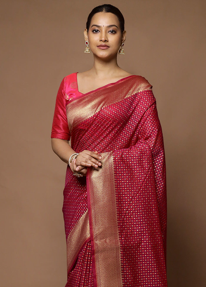 Pink Kora Silk Saree With Blouse Piece Clearance Cheap Real