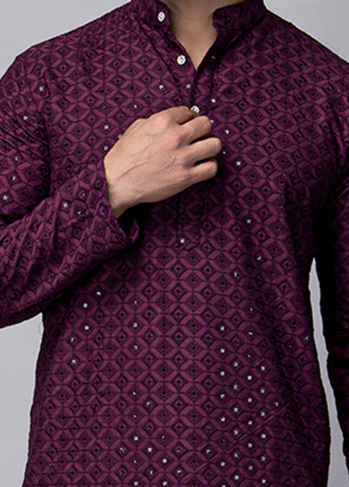 2 Pc Purple Viscose Kurta Pajama Set Cheap Sale Online Online