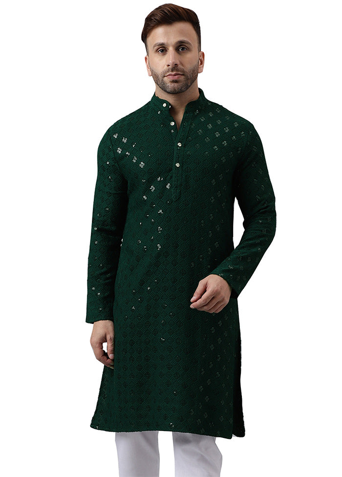 Green Silk Embroidered Kurta Outlet Buy