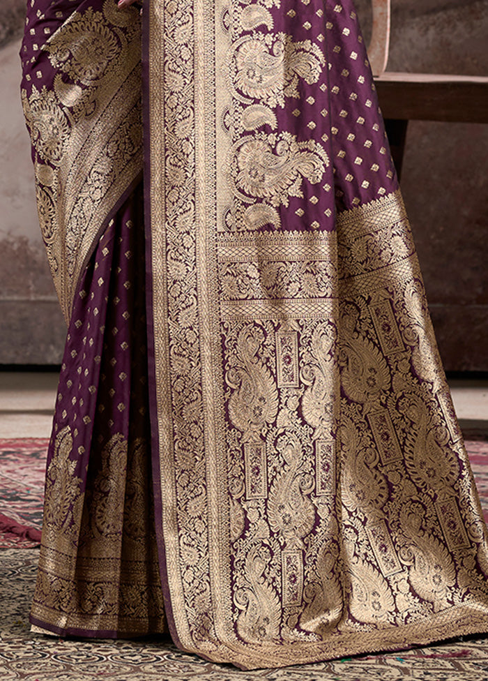 Wine Spun Silk Saree With Blouse Piece Enjoy Online