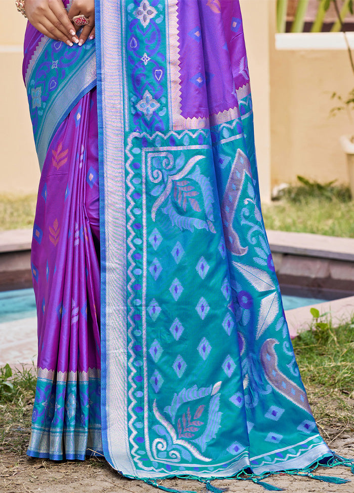 Violet Spun Silk Saree With Blouse Piece Free Shipping Order