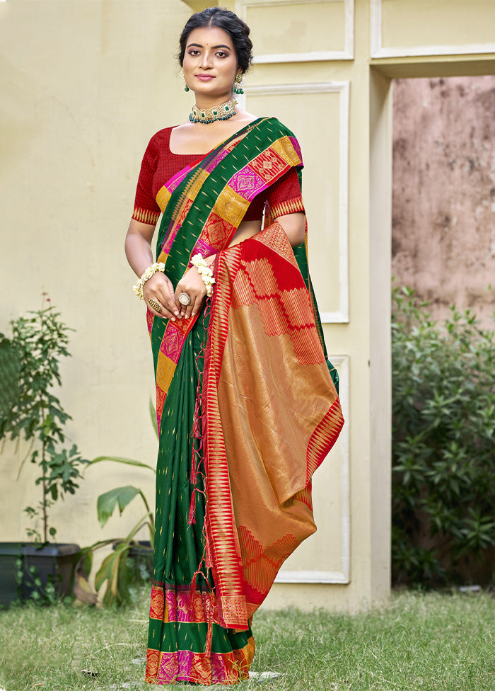 Green Dupion Silk Saree With Blouse Piece Manchester Cheap Pice