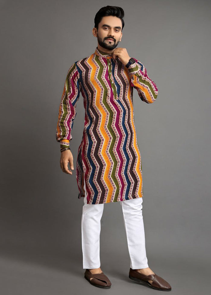 Multicolor Cotton Kurta And Pajama Set Newest Cheap Pice