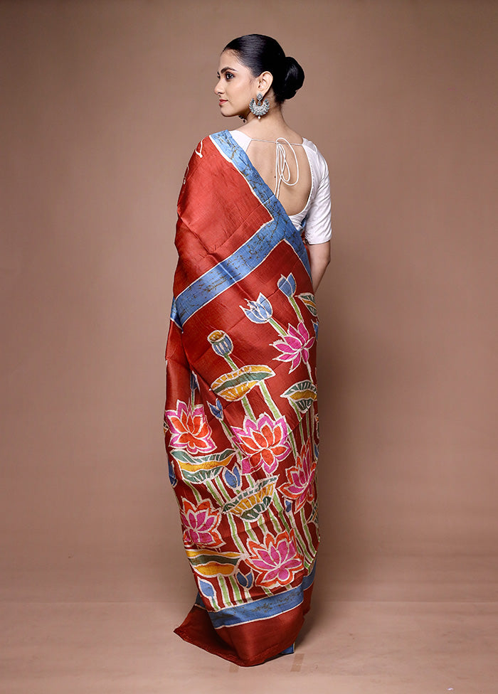 Maroon Printed Pure Silk Saree Without Blouse Piece Sale Outlet Locations