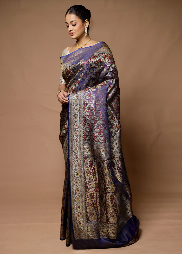 Blue Handloom Tanchoi Pure Silk Saree With Blouse Piece Discount Visit New