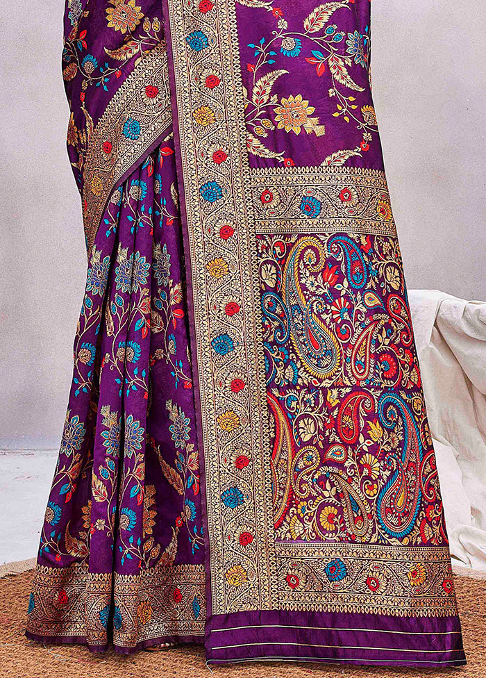 Purple Spun Silk Saree With Blouse Piece Wide Range Of Cheap Online