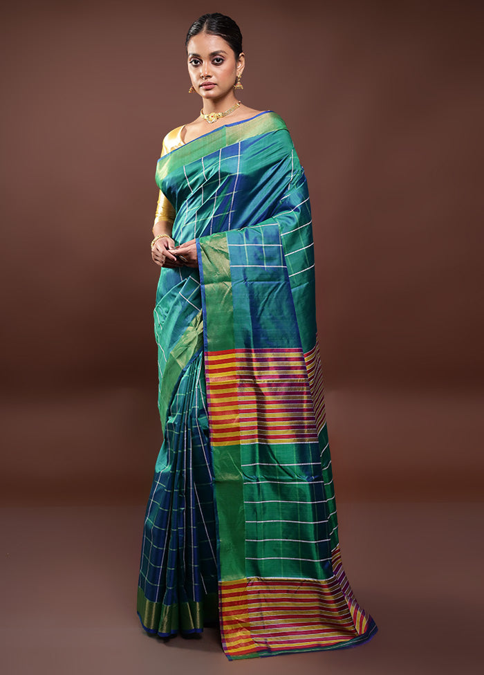 Green Kalakshetra Kanjivaram Silk Saree With Blouse Piece Footlocker Finishline For Sale