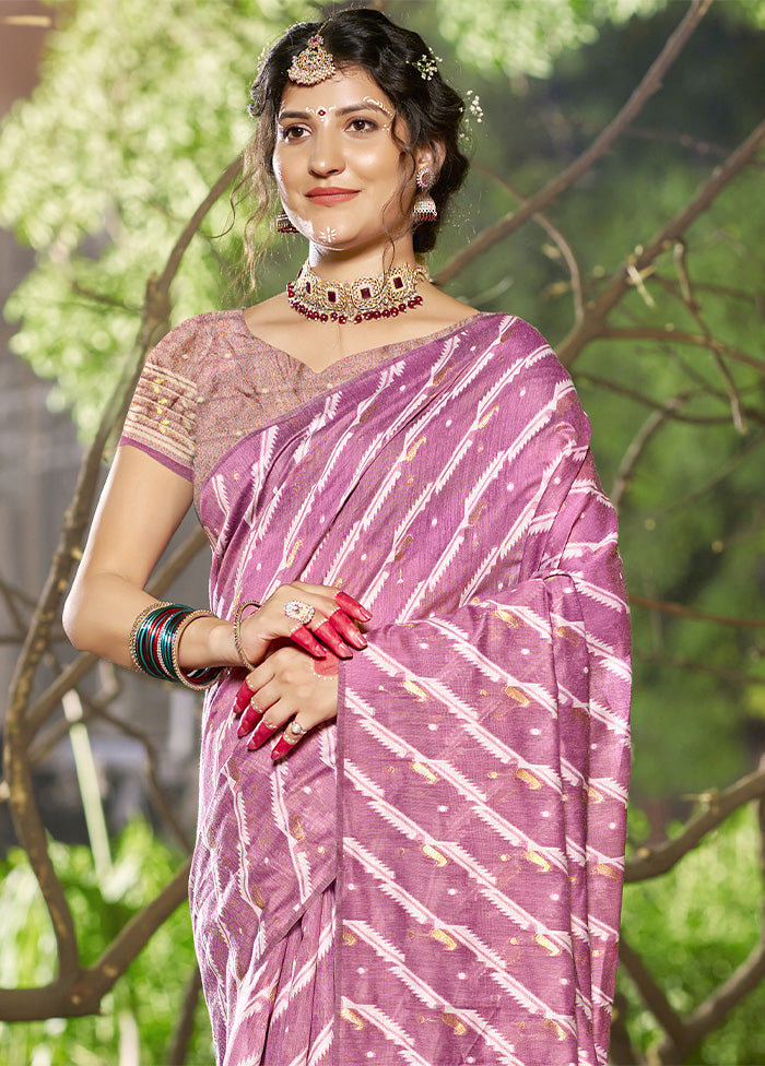 Purple Cotton Saree With Blouse Piece Safe Shopping Cheap Online