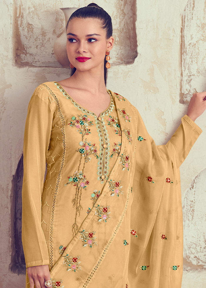 3 Pc Yellow Unstitched Net Suit Set Buy Cheap 2025 Newest