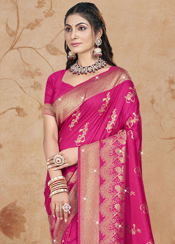 Pink Spun Silk Saree With Blouse Piece Sale Genuine