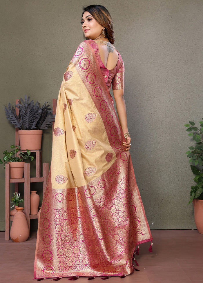 Cream Spun Silk Saree With Blouse Piece Clearance Manchester Great Sale