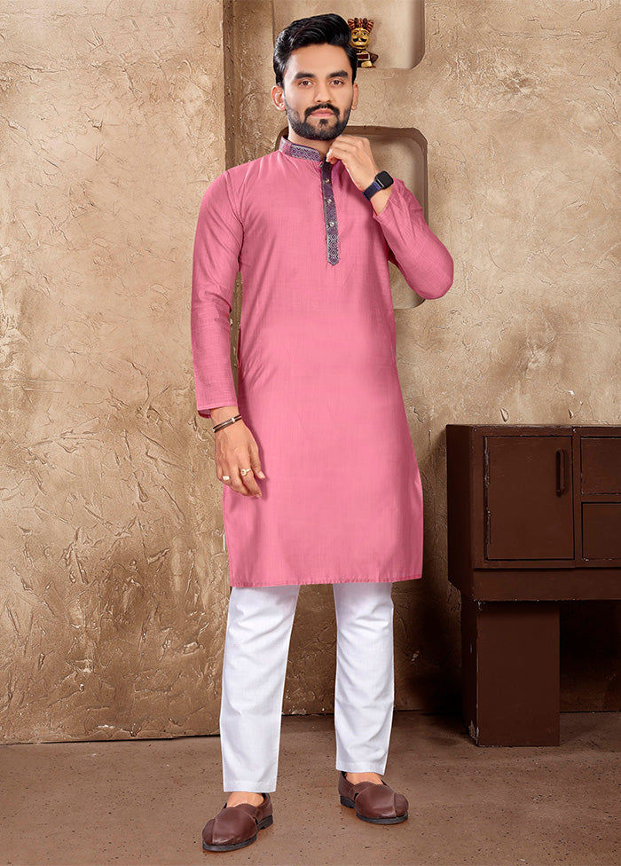 Pink Silk Kurta And Pajama Set Clearance Big Sale