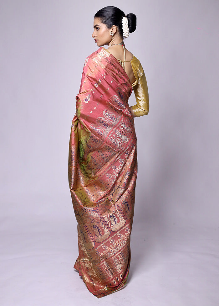 Rust Handloom Baluchari Pure Silk Saree With Blouse Piece Free Shipping Shop