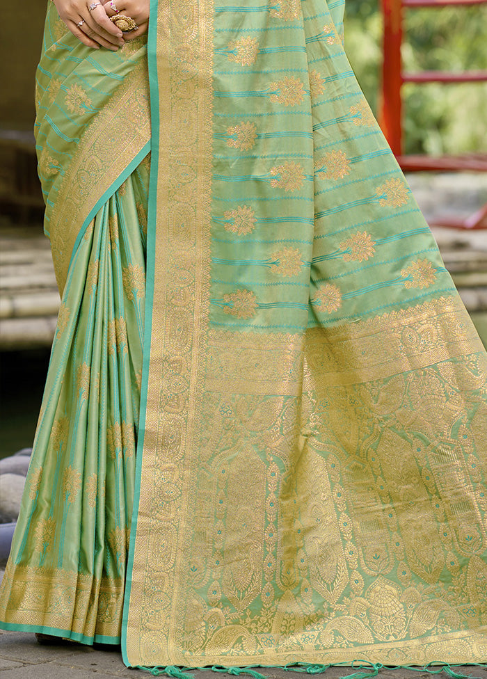 Green Spun Silk Saree With Blouse Piece Discount Tumblr