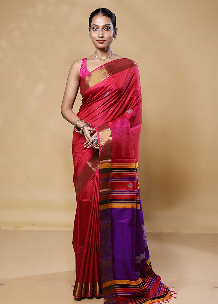 Red Kalakshetra Kanjivaram Silk Saree With Blouse Piece Cheap Sale Visit