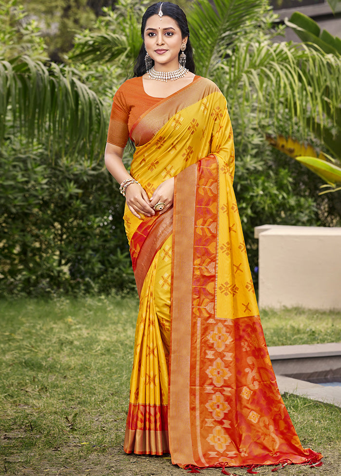 Yellow Spun Silk Saree With Blouse Piece Buy Cheap 2025