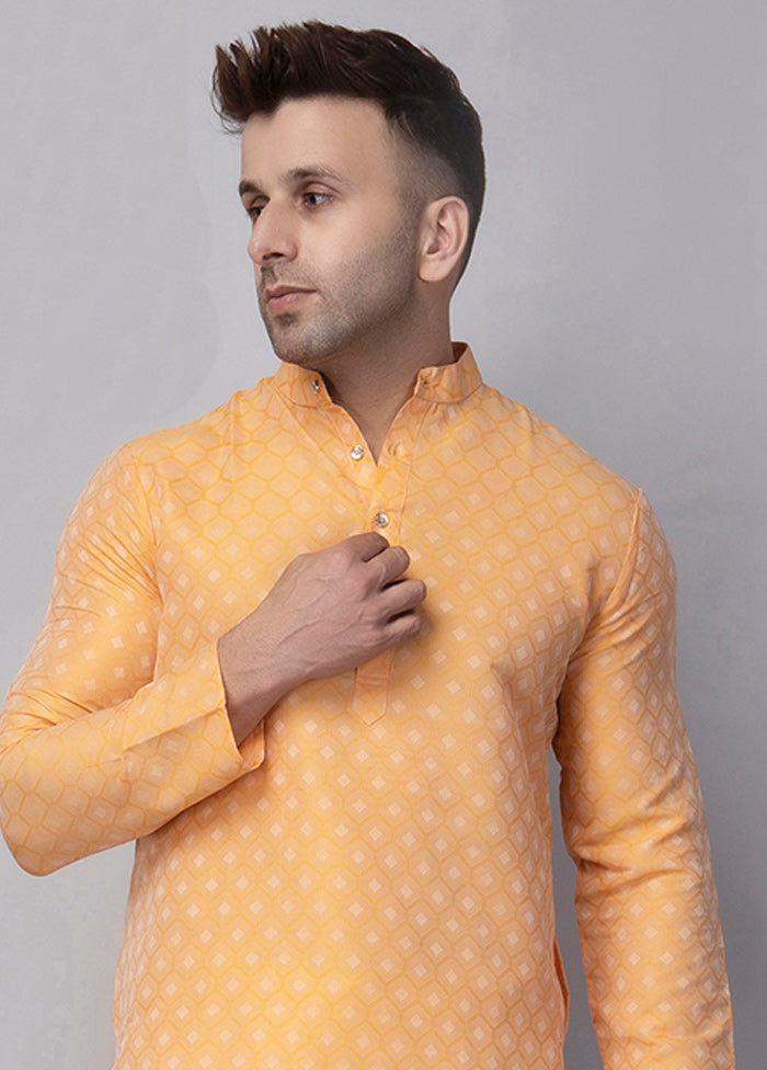 Lemon Viscose Jacquard Knee Length Kurta Cheap Sale Choice