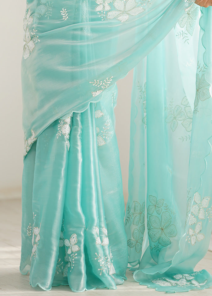 Sky Blue Spun Silk Saree With Blouse Piece Buy Cheap For Nice