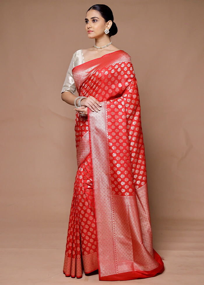 Red Uppada Silk Saree With Blouse Piece Outlet Pices