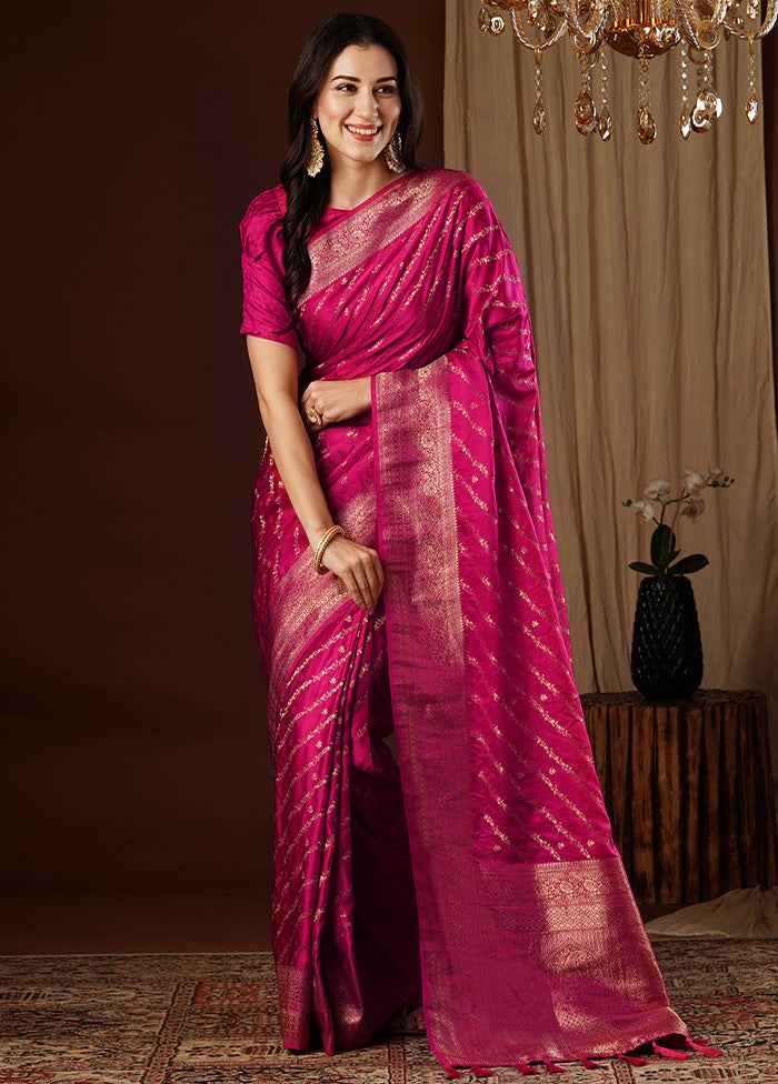 Pink Satin Silk Saree With Blouse Piece Cheap Low Pice Fee Shipping