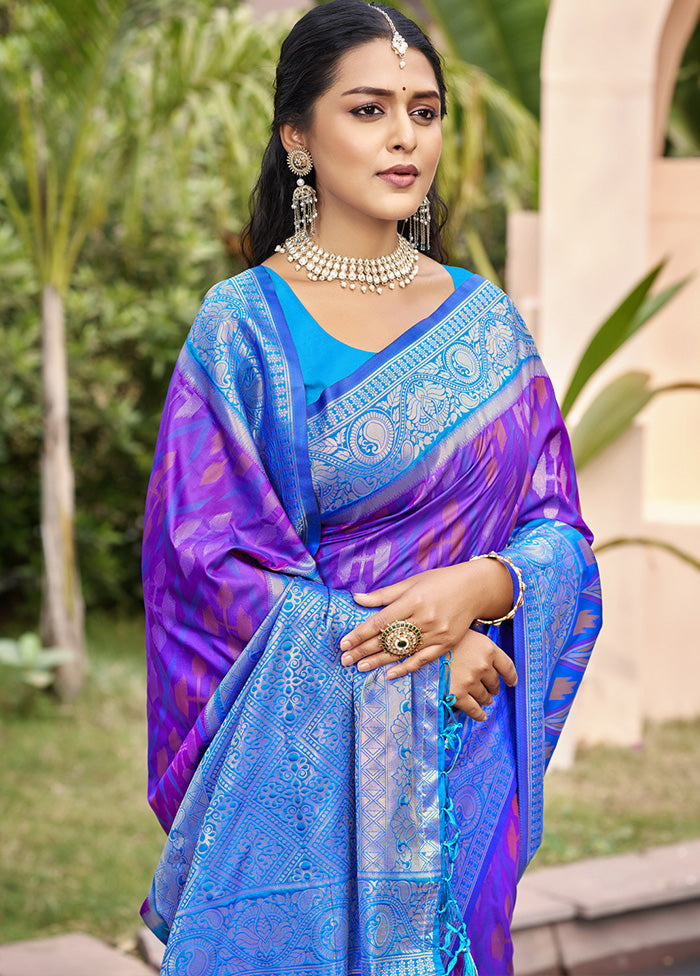 Violet Spun Silk Saree With Blouse Piece Limited Edition