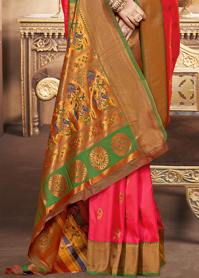 Pink Spun Silk Saree With Blouse Piece Official Site Cheap Online