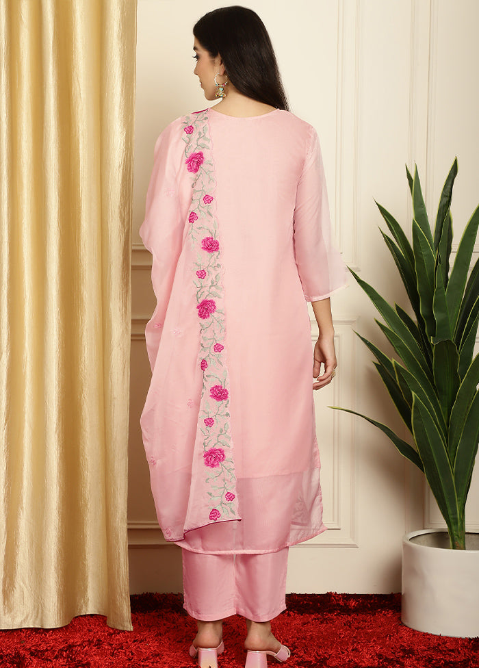 3 Pc Peach Unstitched Net Suit Set Clearance Free Shipping