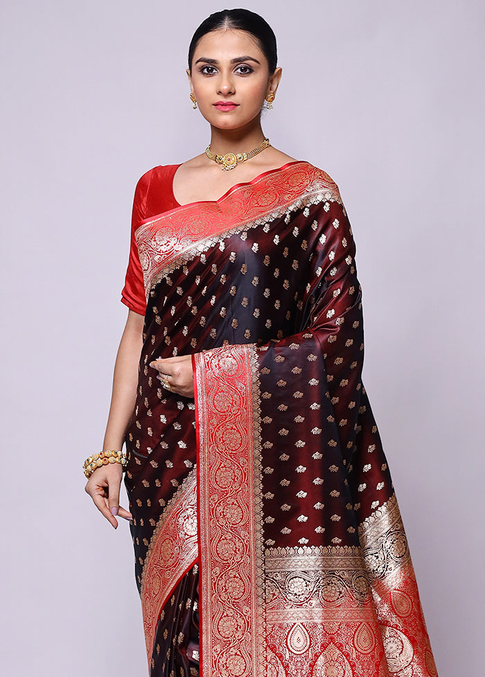 Maroon Banarasi Silk Saree With Blouse Piece Free Shipping Pay With Visa