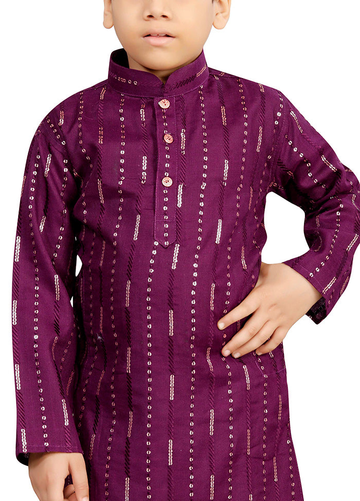 Purple Cotton Silk Kurta Pajama Set Countdown Package Cheap Online