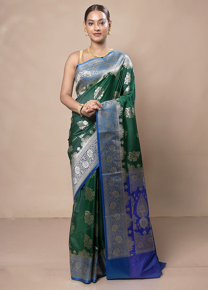 Green Katan Silk Saree With Blouse Piece Outlet Countdown Package