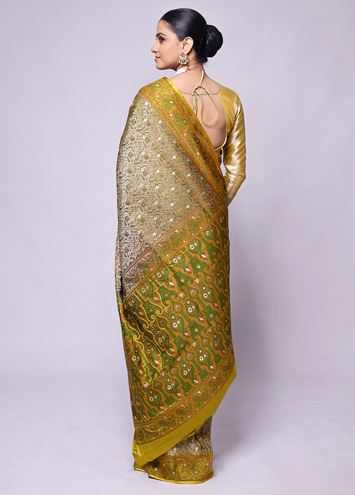 Mehendi Tanchoi Silk Saree With Blouse Piece Online Cheap Quality