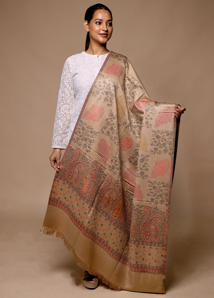 Cream Butta Work With Zari Woven Border Shawl Visit New For Sale