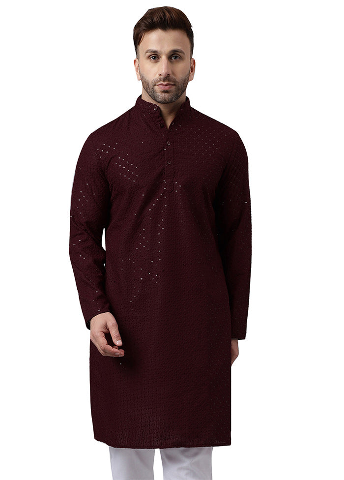 Maroon Silk Embroidered Kurta Latest Collections Online