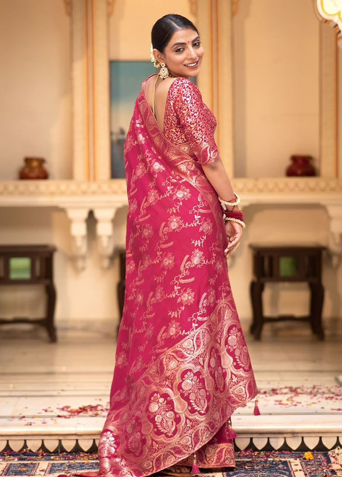 Pink Banarasi Silk Saree With Blouse Piece Quality From China Wholesale