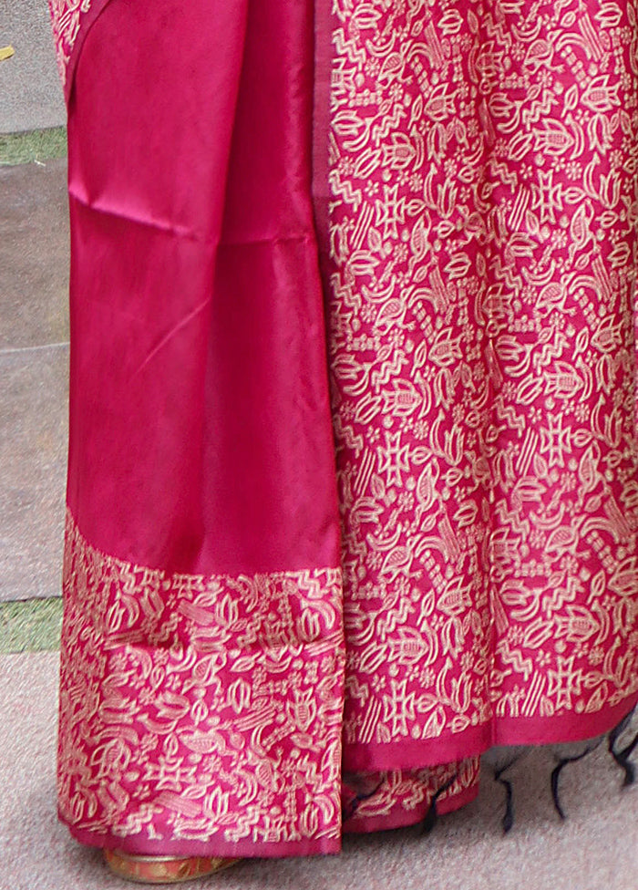 Pink Spun Silk Saree With Blouse Piece Outlet Supply