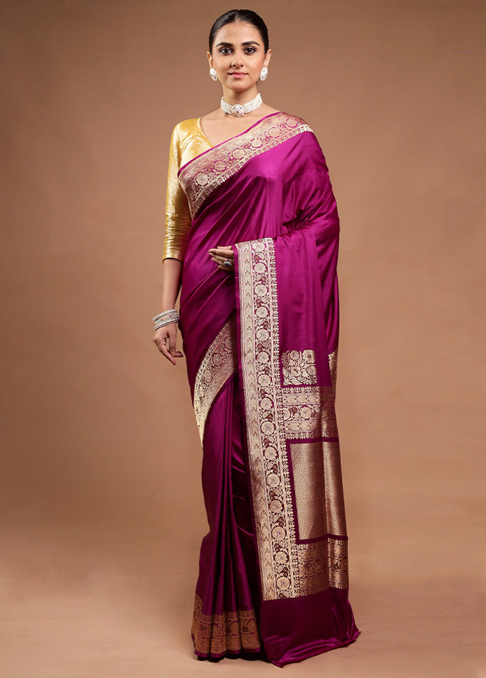 Pink Handloom Katan Pure Silk Saree With Blouse Piece Sale Cheap Online