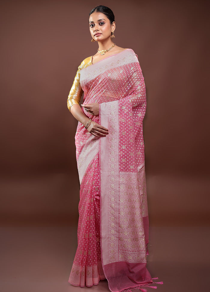 Pink Kora Silk Saree With Blouse Piece Best Place