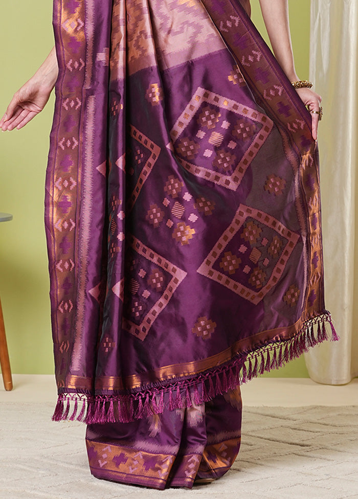 Wine Banarasi Silk Saree With Blouse Piece Browse Cheap Online