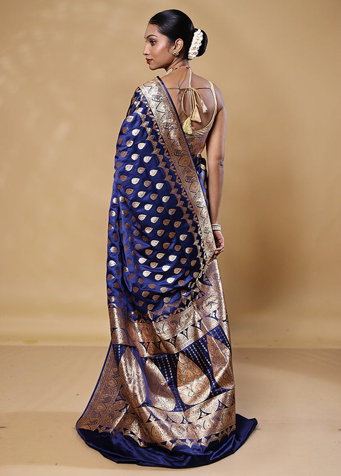 Blue Banarasi Silk Saree With Blouse Piece Cheap From China