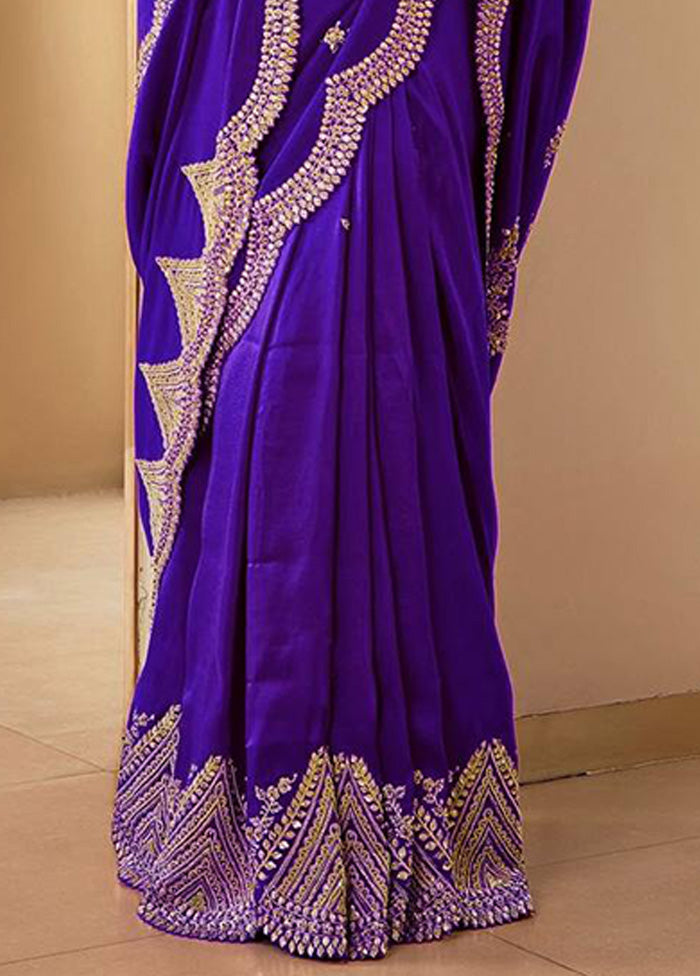 Purple Spun Silk Saree With Blouse Piece Sale Wide Range Of