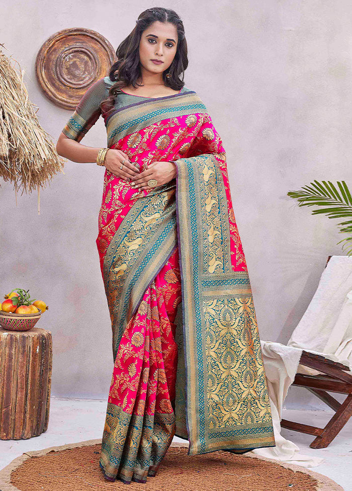 Pink Baluchari Silk Saree With Blouse Piece Wide Range Of Cheap Online