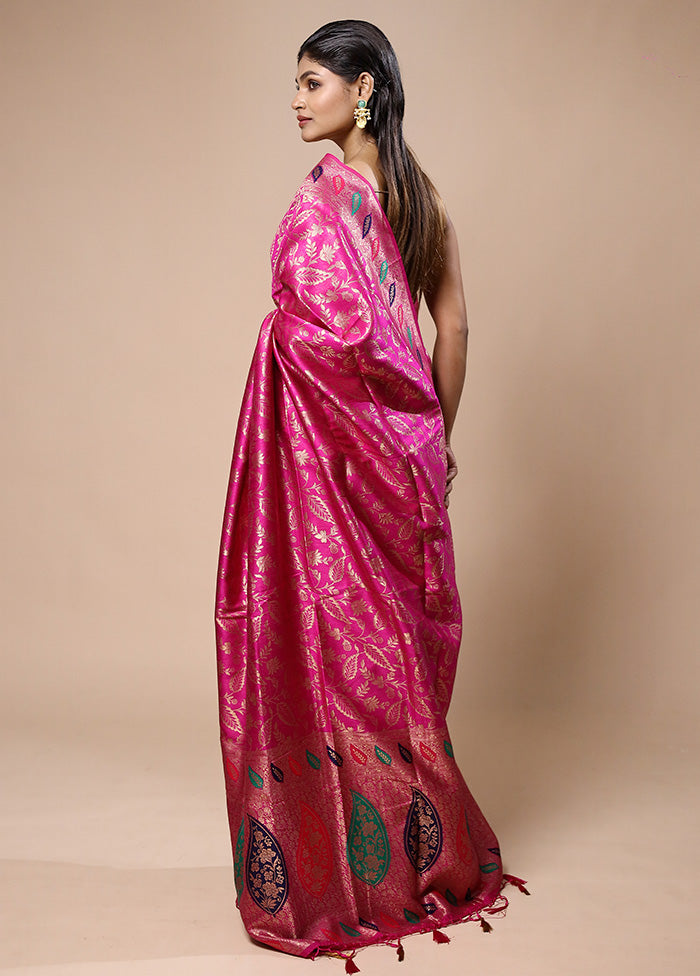 Pink Dupion Silk Saree With Blouse Piece Wide Range Of Sale Online