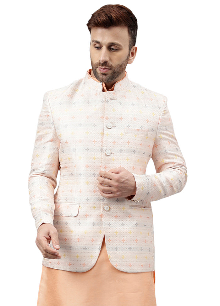 Peach Viscose Jacquard Blazer Clearance Online Online