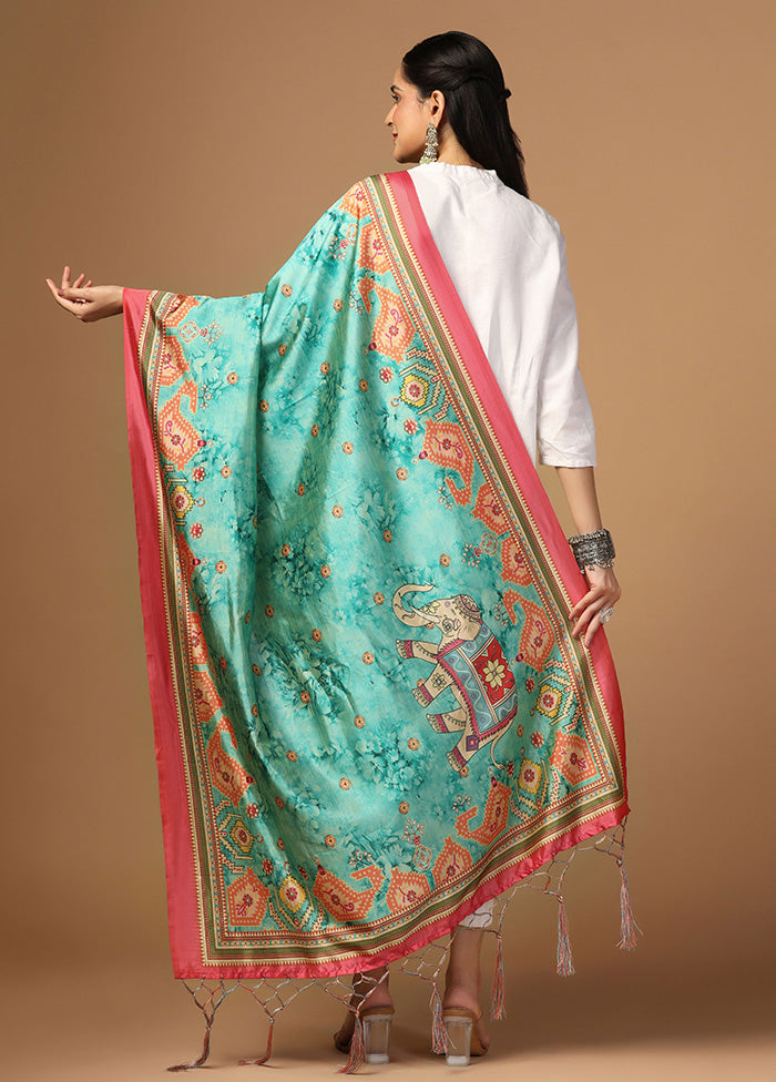 Sea Green Art Silk Dupatta Sast For Sale