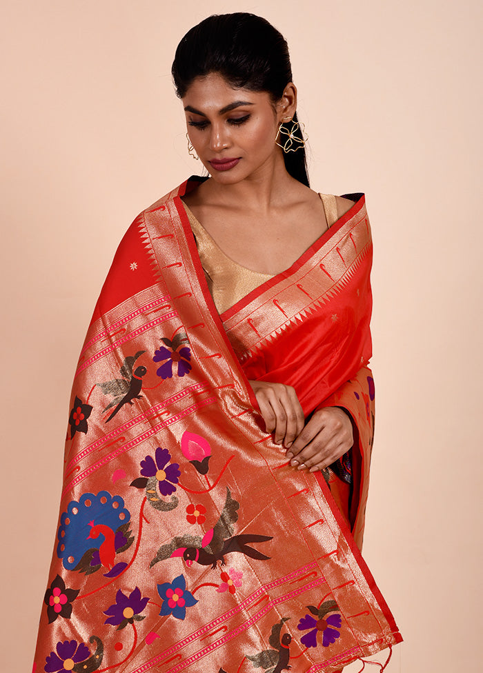 Red Dupion Silk Saree With Blouse Piece Sale Enjoy